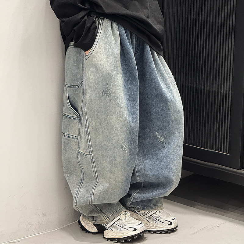 男童牛仔裤秋装2025新款儿童春秋款裤子休闲宽松男孩秋季直筒长裤