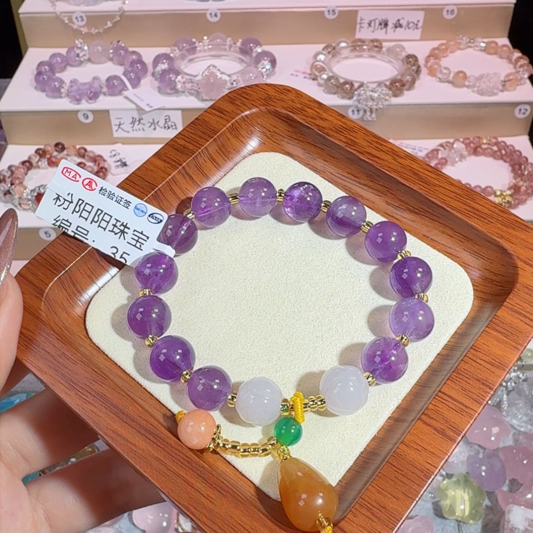 水晶手串未镶嵌紫水晶