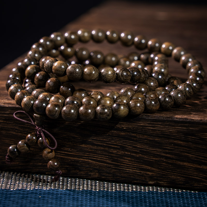 108颗x12mm阴沉文玩金丝楠木原木工艺男女款佩戴大气圆珠念珠文玩