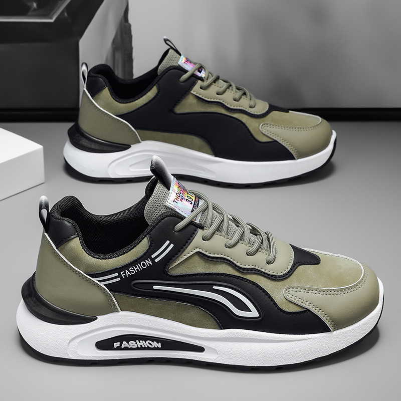 2025秋季男鞋新款透气运动鞋子男潮流百搭厚底防滑休闲板鞋老爹鞋