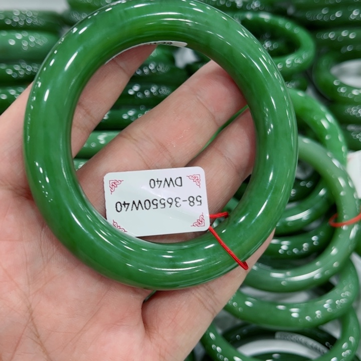 和田玉手镯未镶嵌董*花55～0