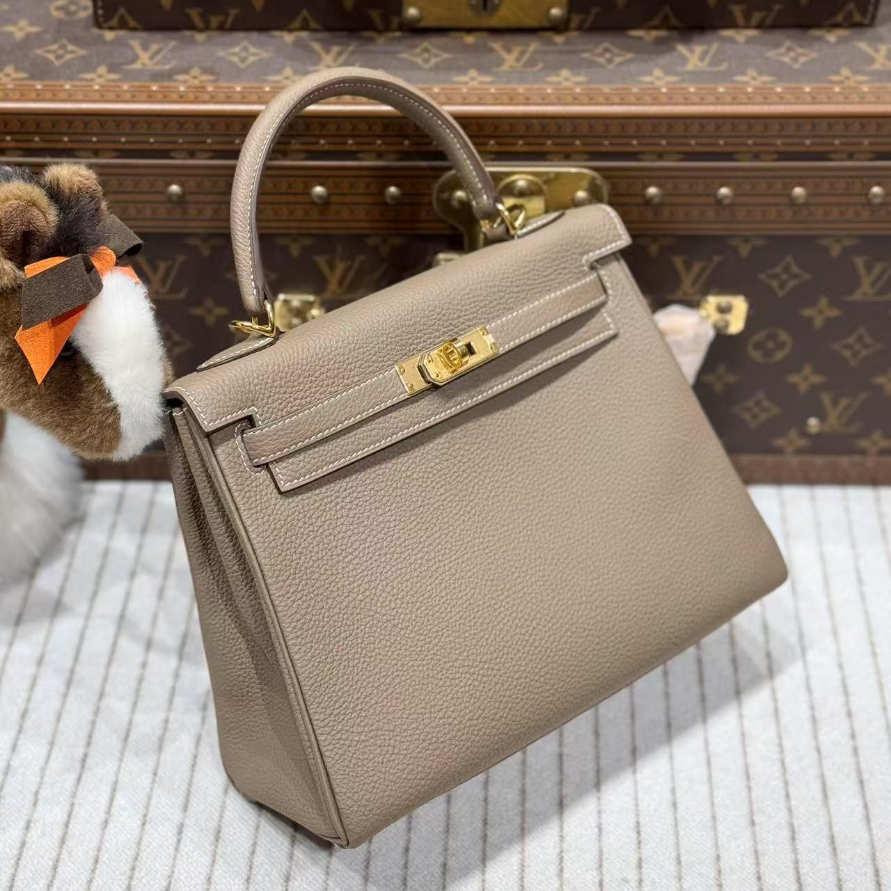 99新 Hermes/爱马仕 lina/爱马仕大象灰kelly25包togo皮