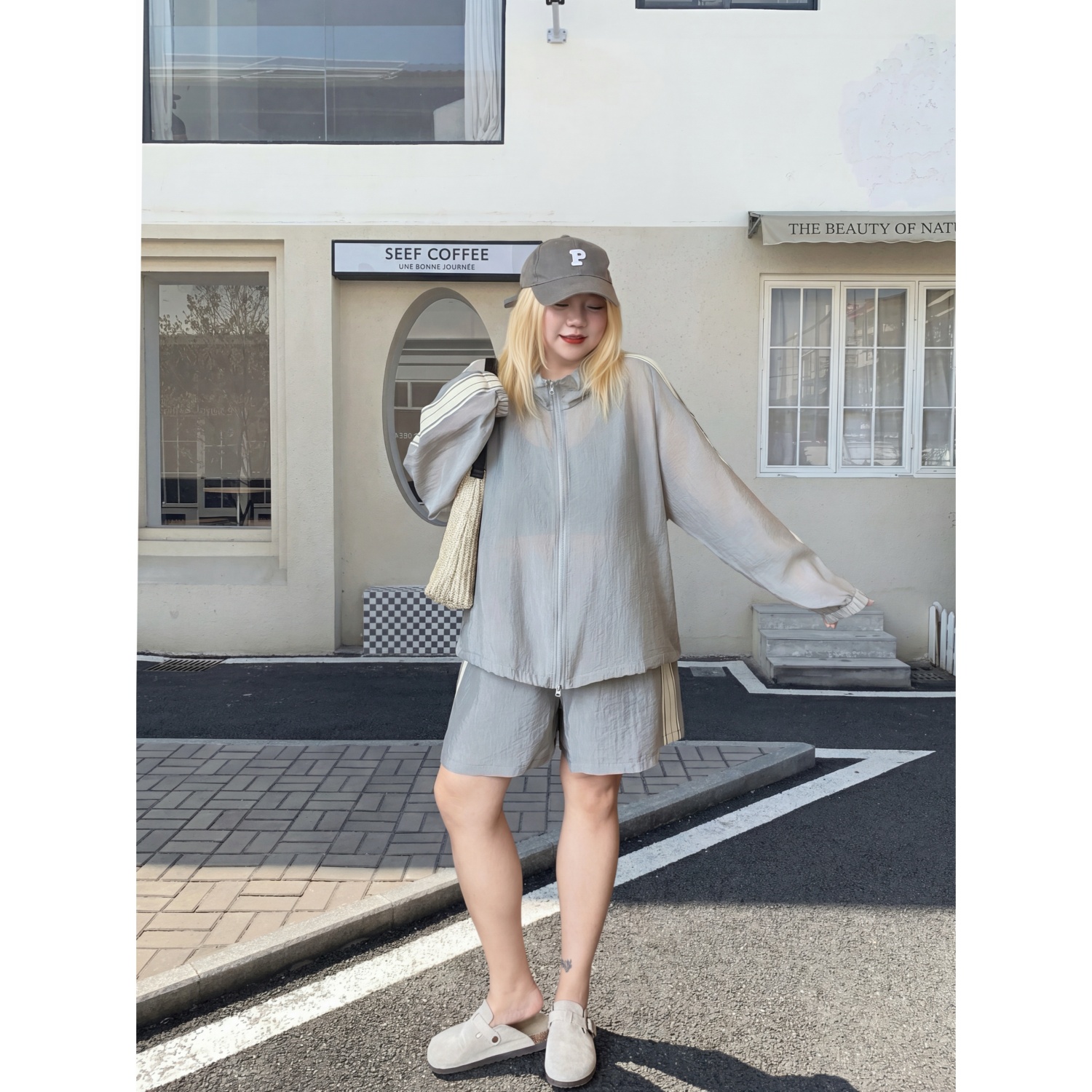 花契“琉璃碎光”大码女装夏季宽松200斤胖mm设计感时尚套装17811-H