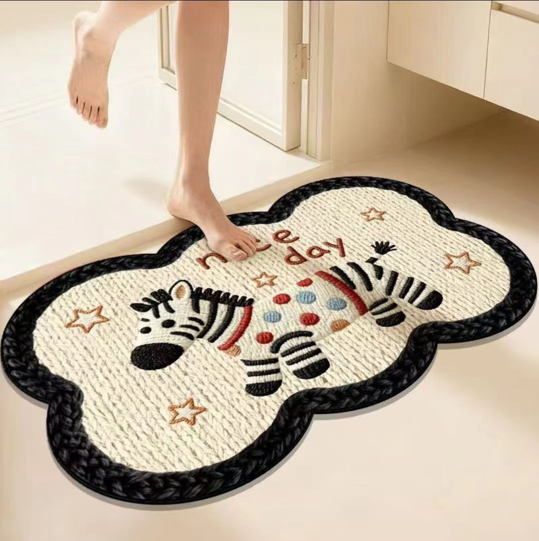 【到手两件】斑马点点40*60CM 家用防滑地垫橡胶底浴室垫子
