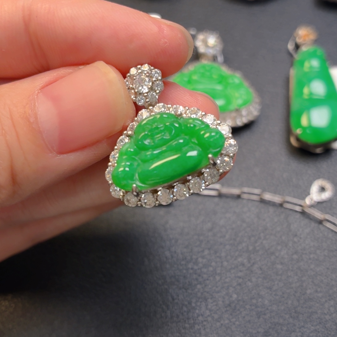 翡翠银S925镶嵌吊坠(不含链)