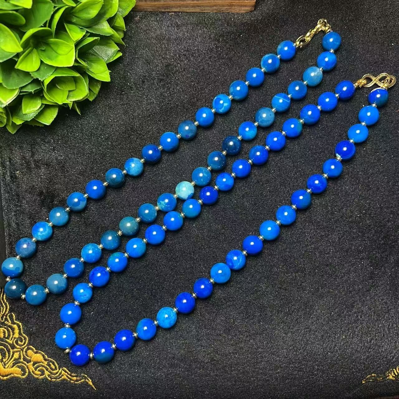 S7016（玉夫人）天古陨玛瑙玉多彩蓝项链-多样性只发一件