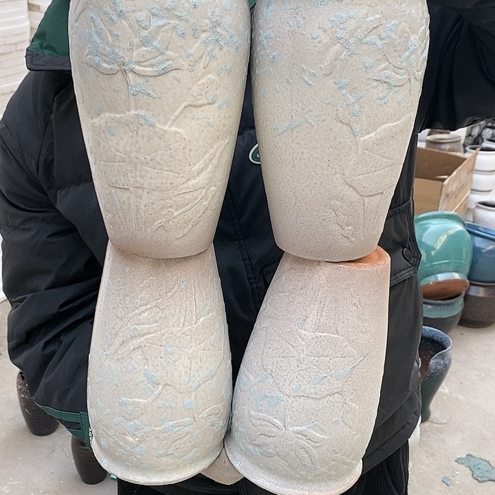 紫砂花盆瑕疵口12高20