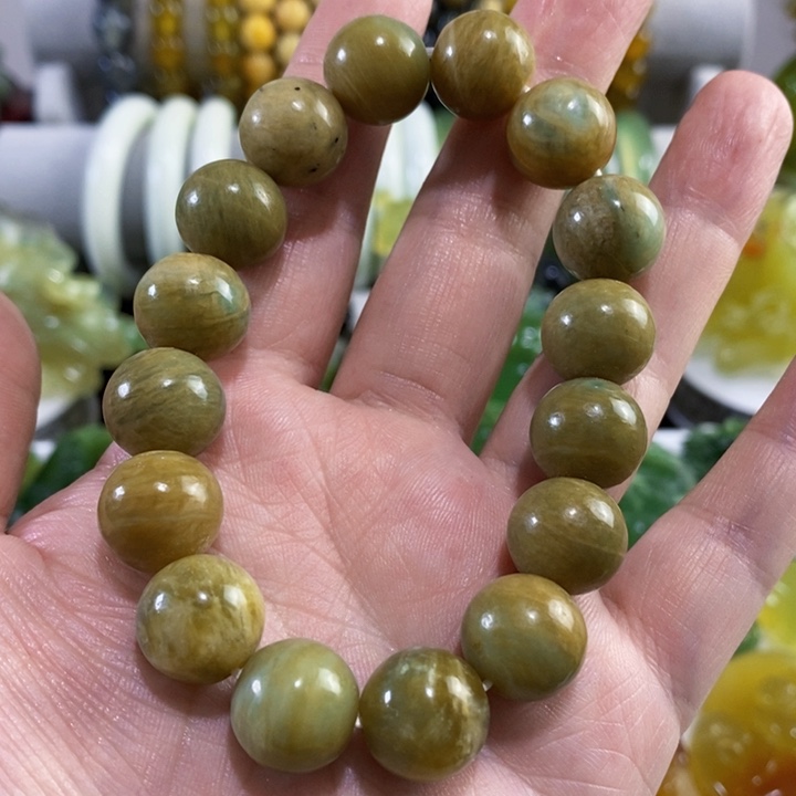 未镶嵌岫玉卡14手链手串