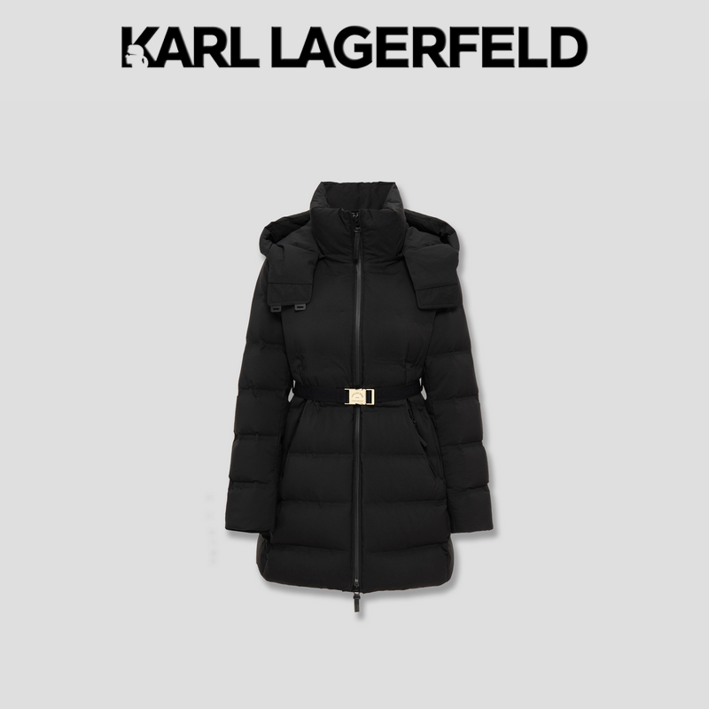【李老板专属】KARLLAGERFELD 中长款连帽绗缝羽绒服M27E4026