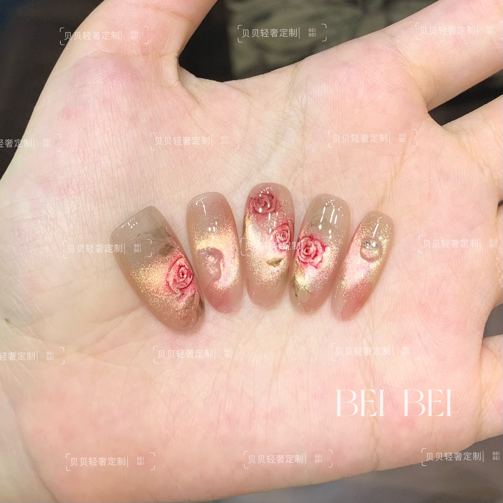 【卡罗拉】贝贝手工美甲-可重复佩戴-美院高端纯手绘款穿戴甲
