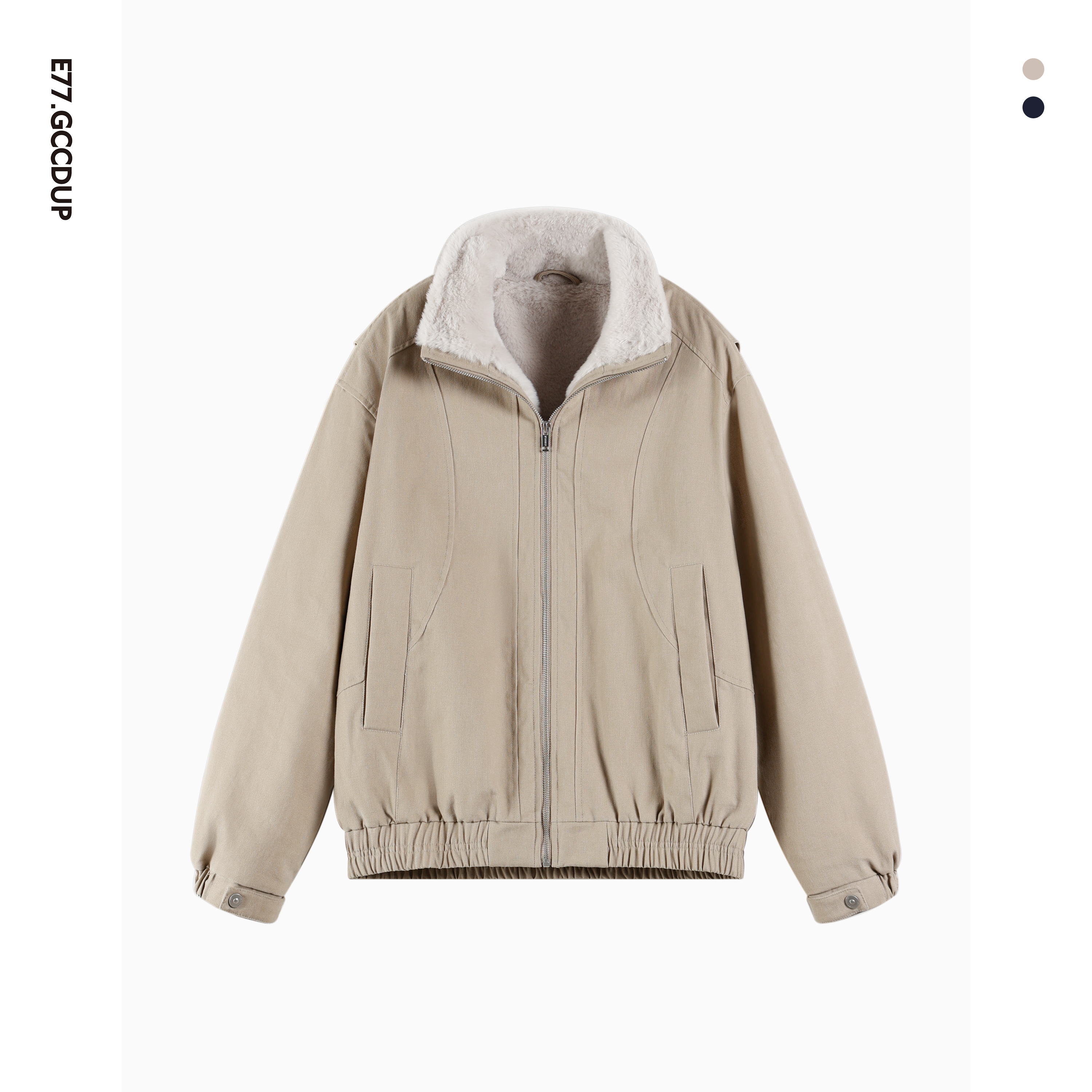 E77.GCCDUP冬季新款加绒宽松百搭时尚潮流夹克通勤休闲外套Q8039