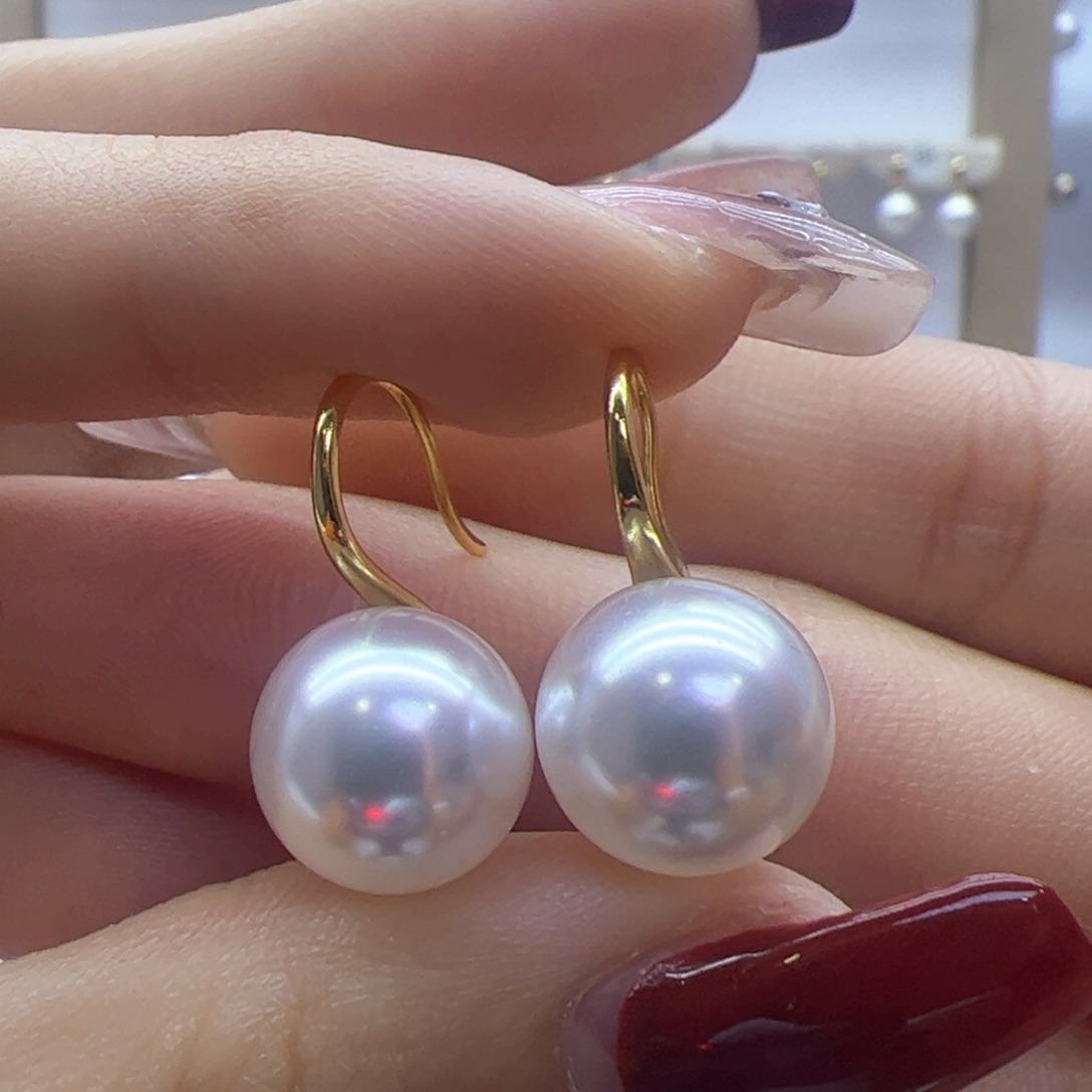淡水珍珠耳饰18K金镶嵌