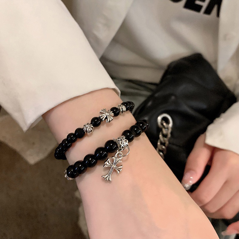 铜合金手链 【克罗心十字架】潮流复古做旧十字架欧美手链朋克多层