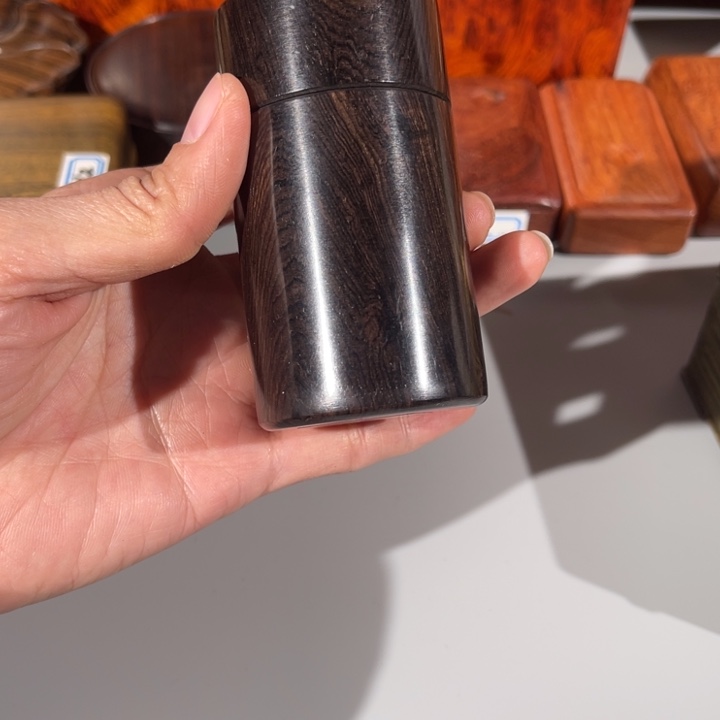 紫光檀牙签筒茶仓4.7*8.5