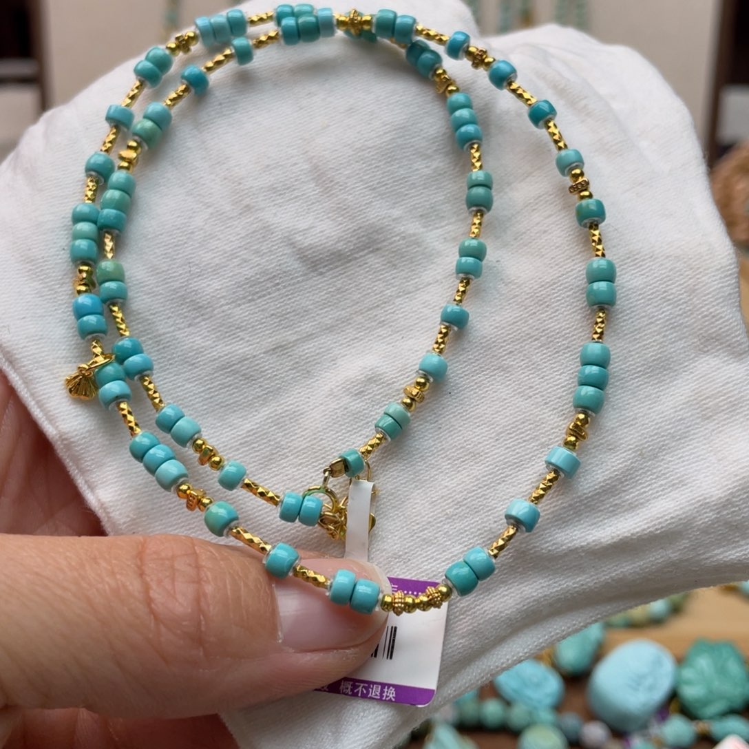 绿松石颈饰银S925镶嵌