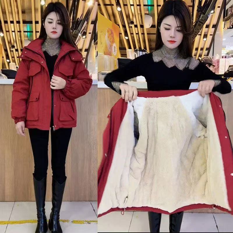 加绒保暖爆款连帽冲锋衣女外套2025年冬季新款时尚派克服宽松休闲