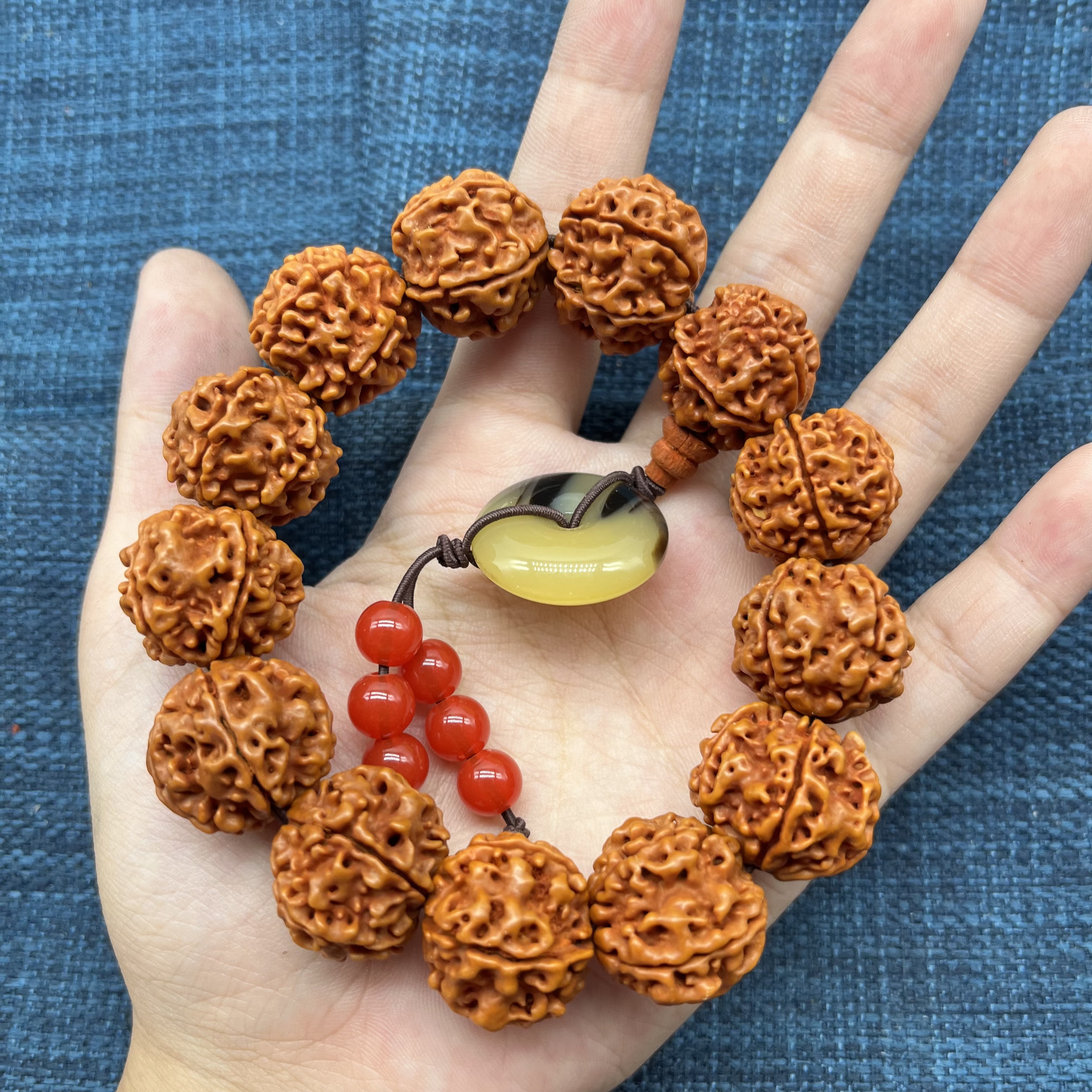 红皮金刚菩提平安扣款单圈手串卡18x20无礼盒 1088