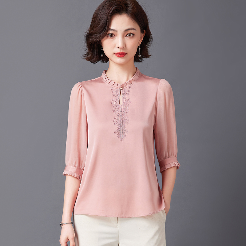 杭州桑蚕丝夏装洋气上衣中老年2025新款母亲节小衫真丝夏季妈妈装