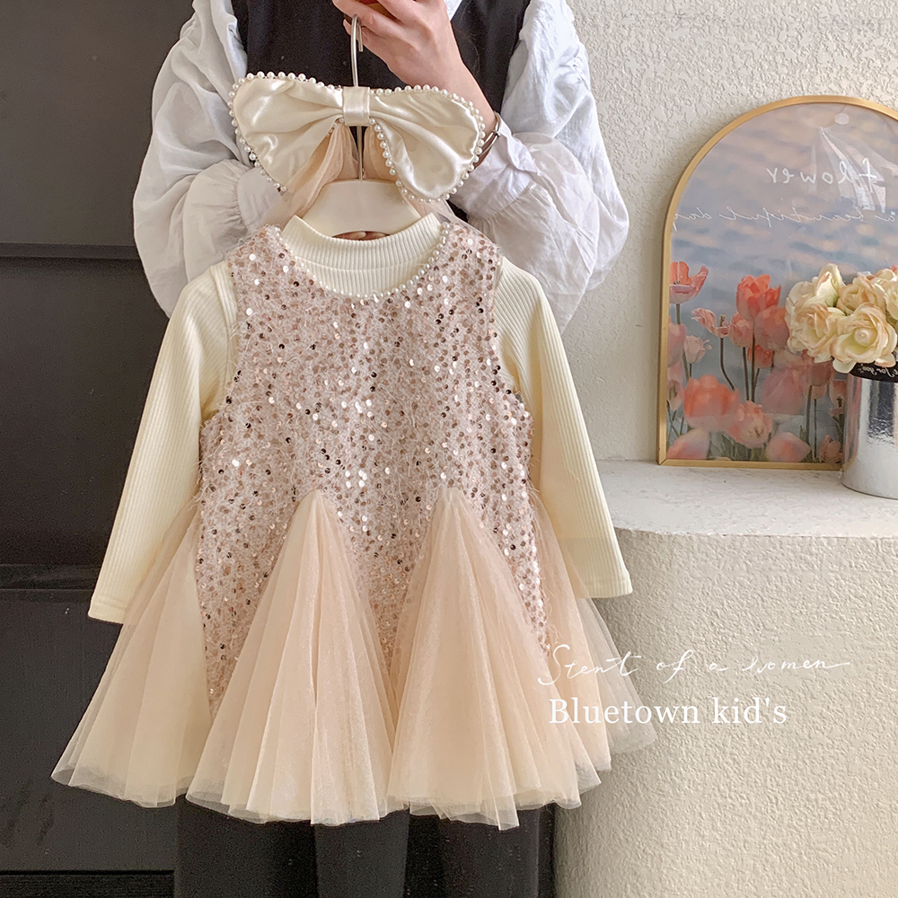 【本妈】“月光手书”女童加绒上衣+加绒无袖亮片连衣裙A26375 29'9