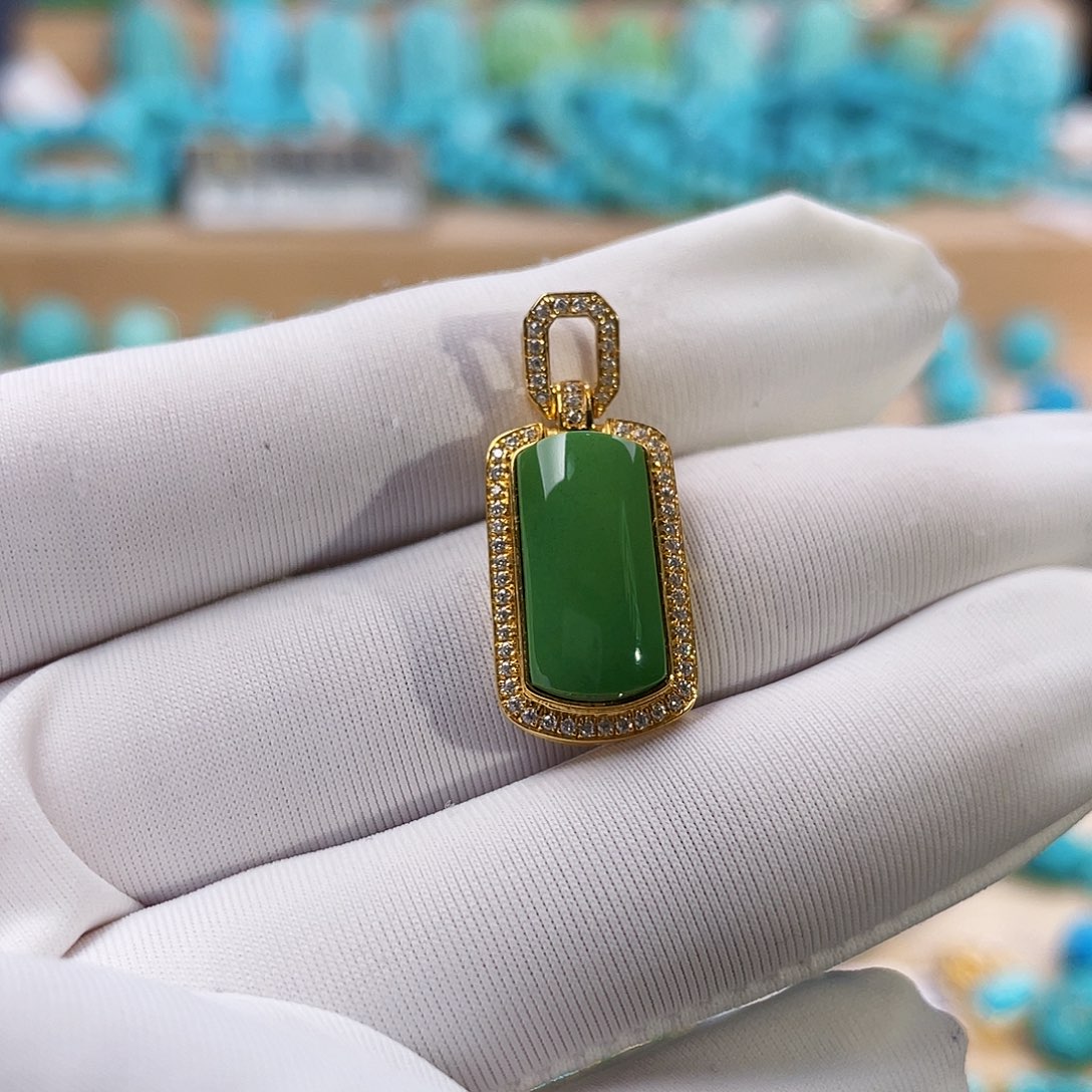 绿松石珠宝奇石18K金镶嵌