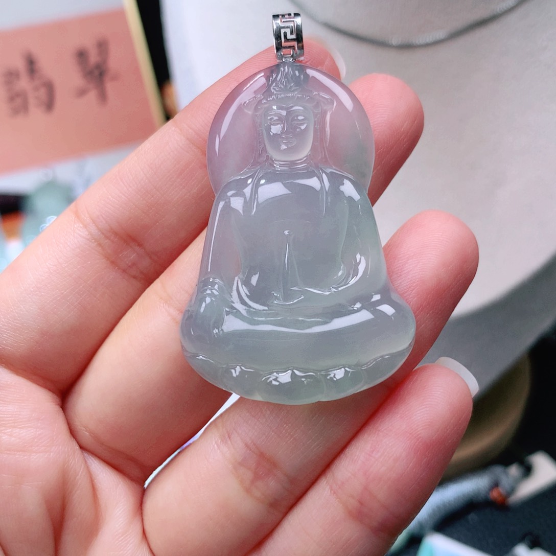 颈饰18K金镶嵌翡翠素衣