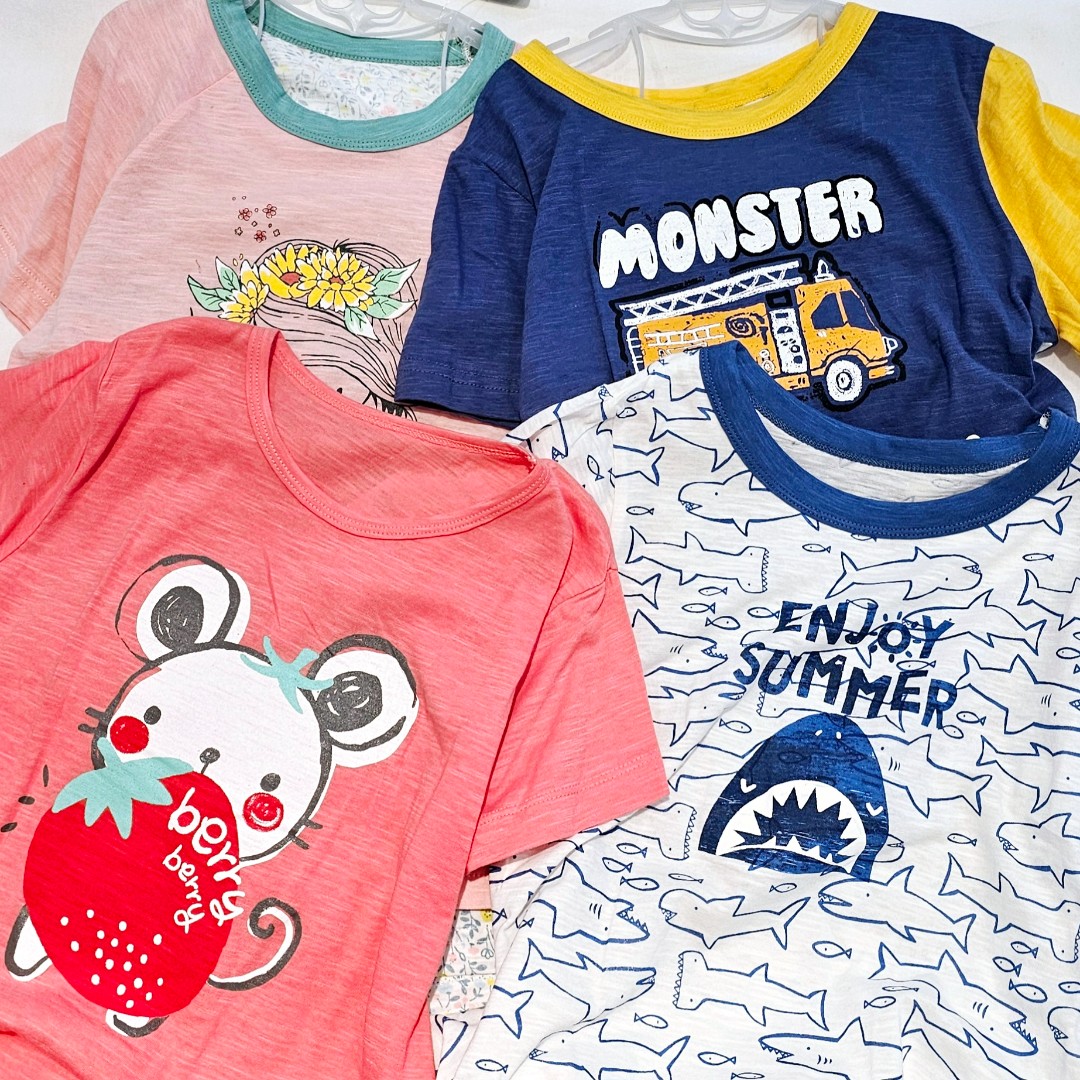 韩国进口儿童夏季家居服套装男女孩纯棉短袖短裤