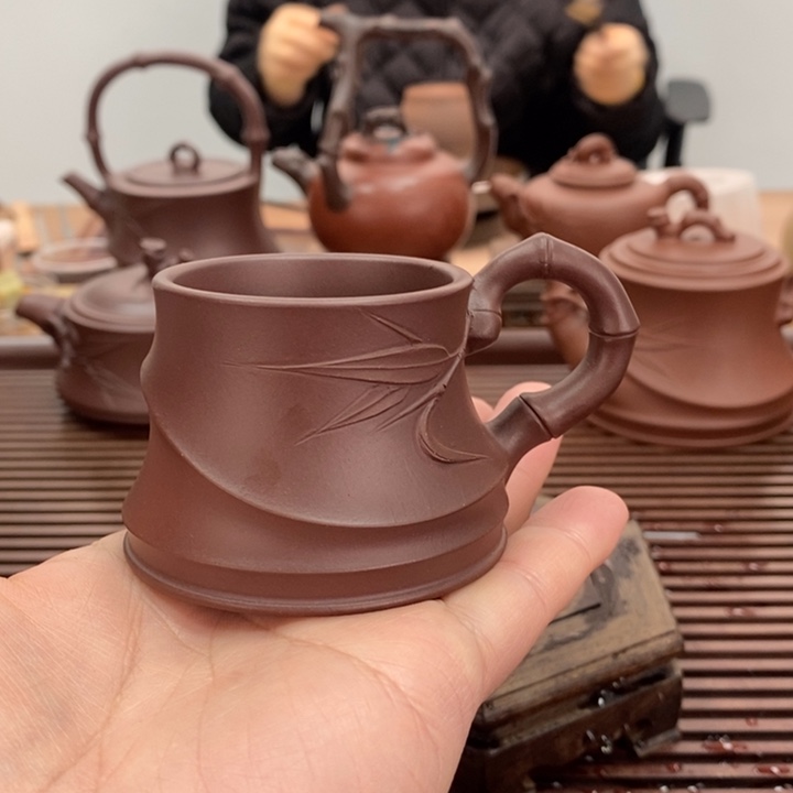 紫砂茶壶佛肚竹杯紫泥福利