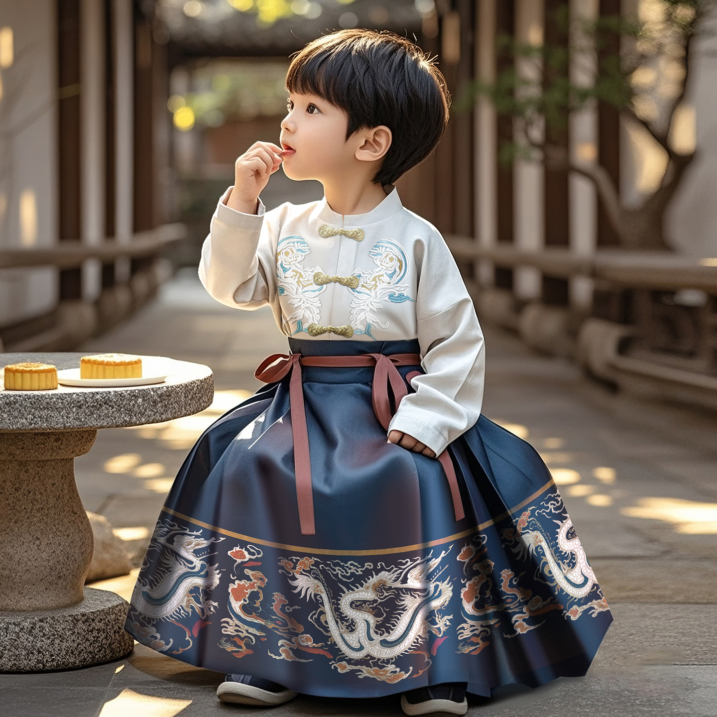 男童汉服古风马面裙套装2025新款儿童新中式国风古装男孩帅气唐装