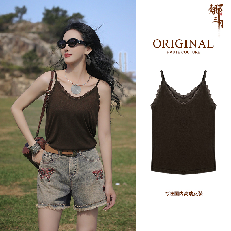 娜三月【必备单品】软糯亲肤春夏内搭外穿新款蕾丝大弹力小吊带9130