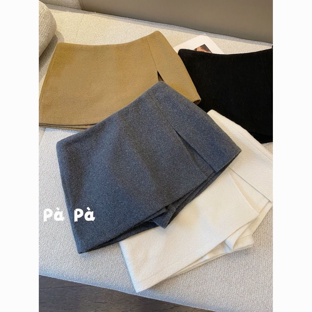 韩系开叉半身裙女秋冬高腰防走光包臀裙a字短裙裤裙休闲不规则