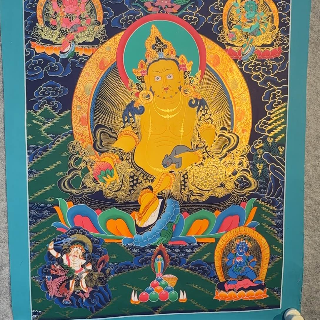 装裱画五路财神纯手绘假一罚十