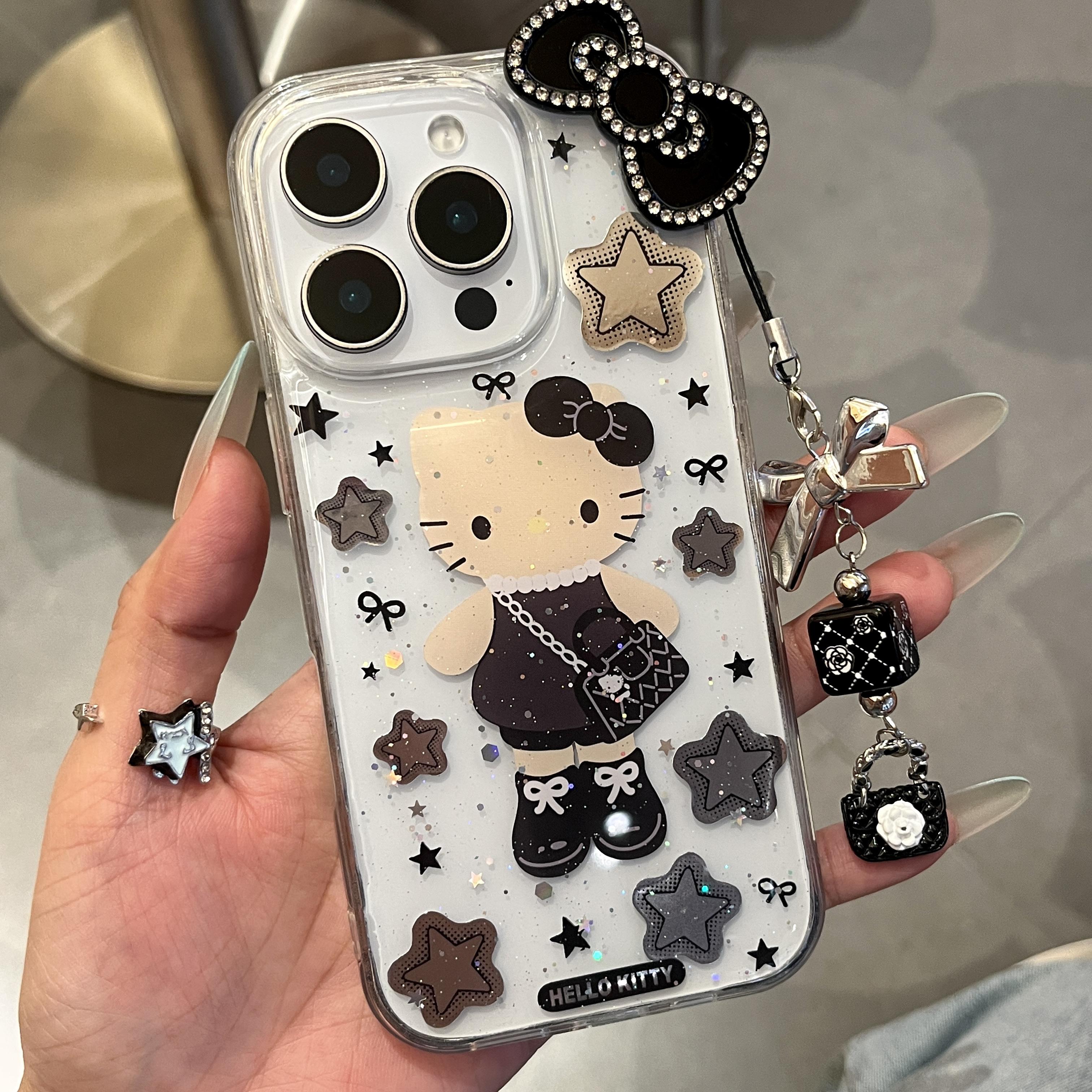 星星站立kitty适用苹果16手机壳华为荣耀软壳小米滴胶vivo壳oppo