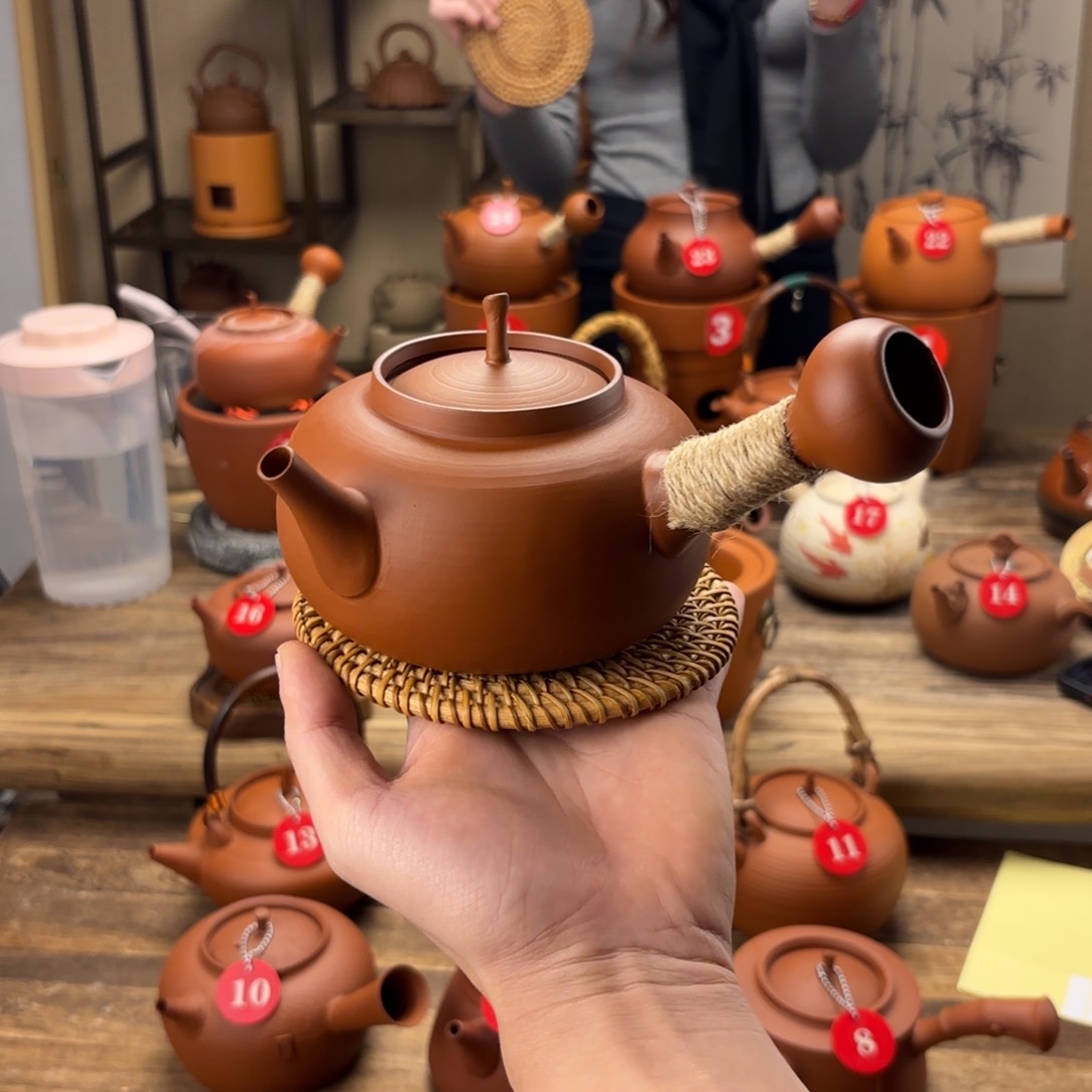 煮水煮茶甘甜 潮州砂铫壶 搭藤垫