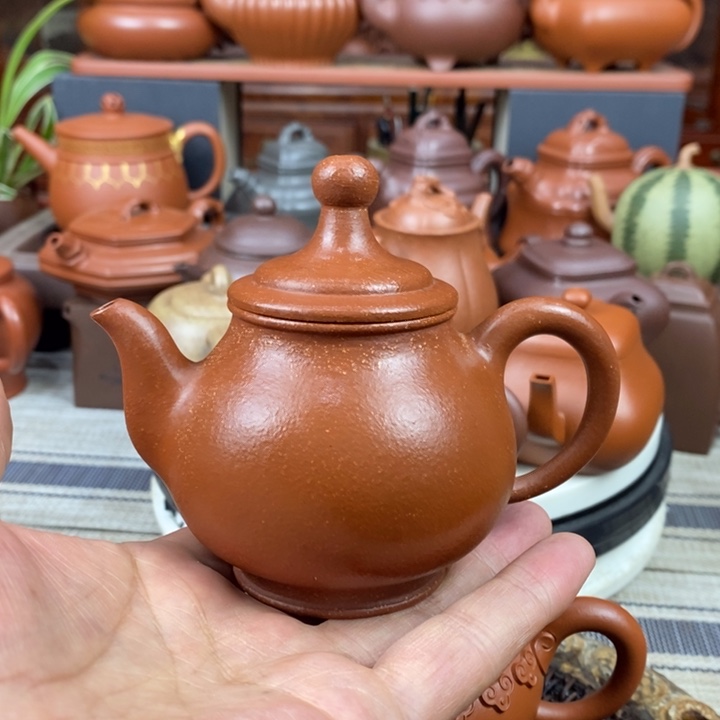 紫砂茶壶顶珠180cc原矿黄龙山红段紫砂新年特惠价