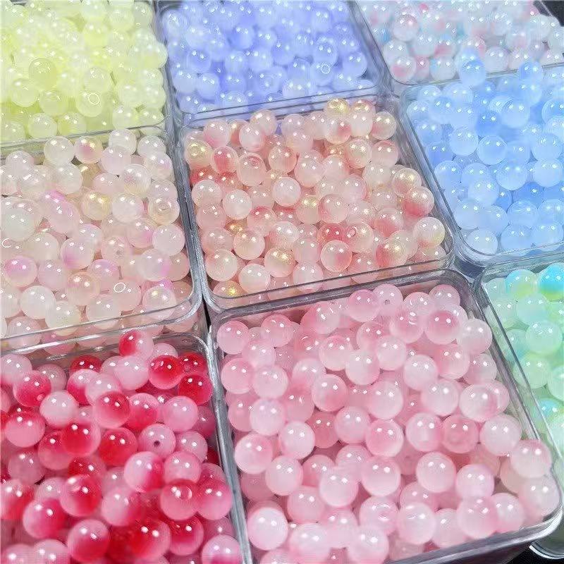 8mm有孔玻璃玉珠用于手工编织穿珠制作饰品配件
