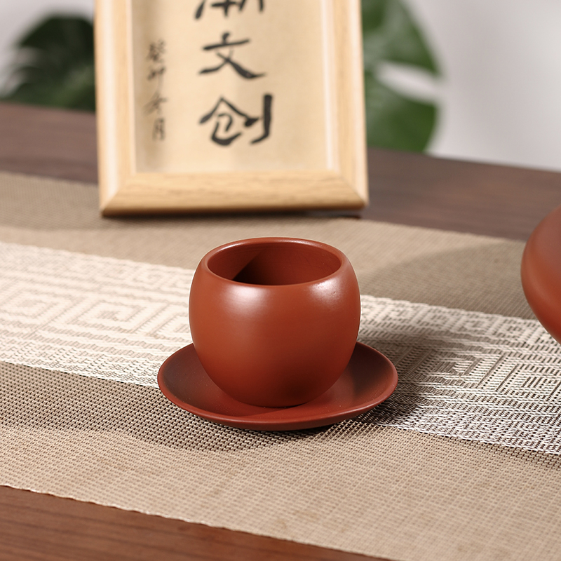 潮州手拉朱泥杯不倒翁主人杯功夫茶大陶瓷杯罗汉杯纯手工防烫