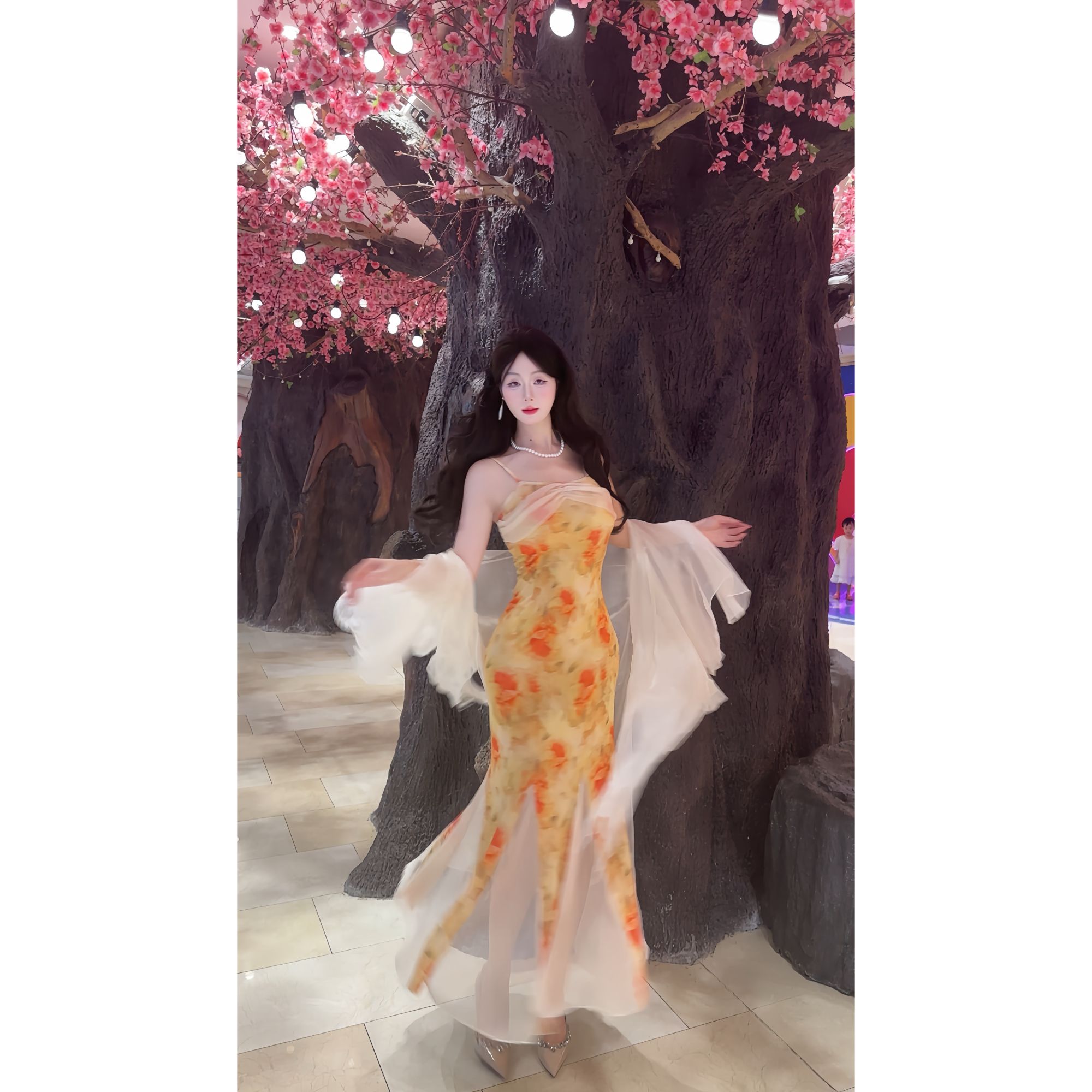 【落日熔金】潇夫人自制修身显瘦新中式国风温柔性感旗袍吊带裙女