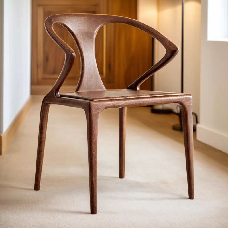 辰物家北美黑胡桃木实木餐椅现代极简书椅新中式实木靠背剑椅