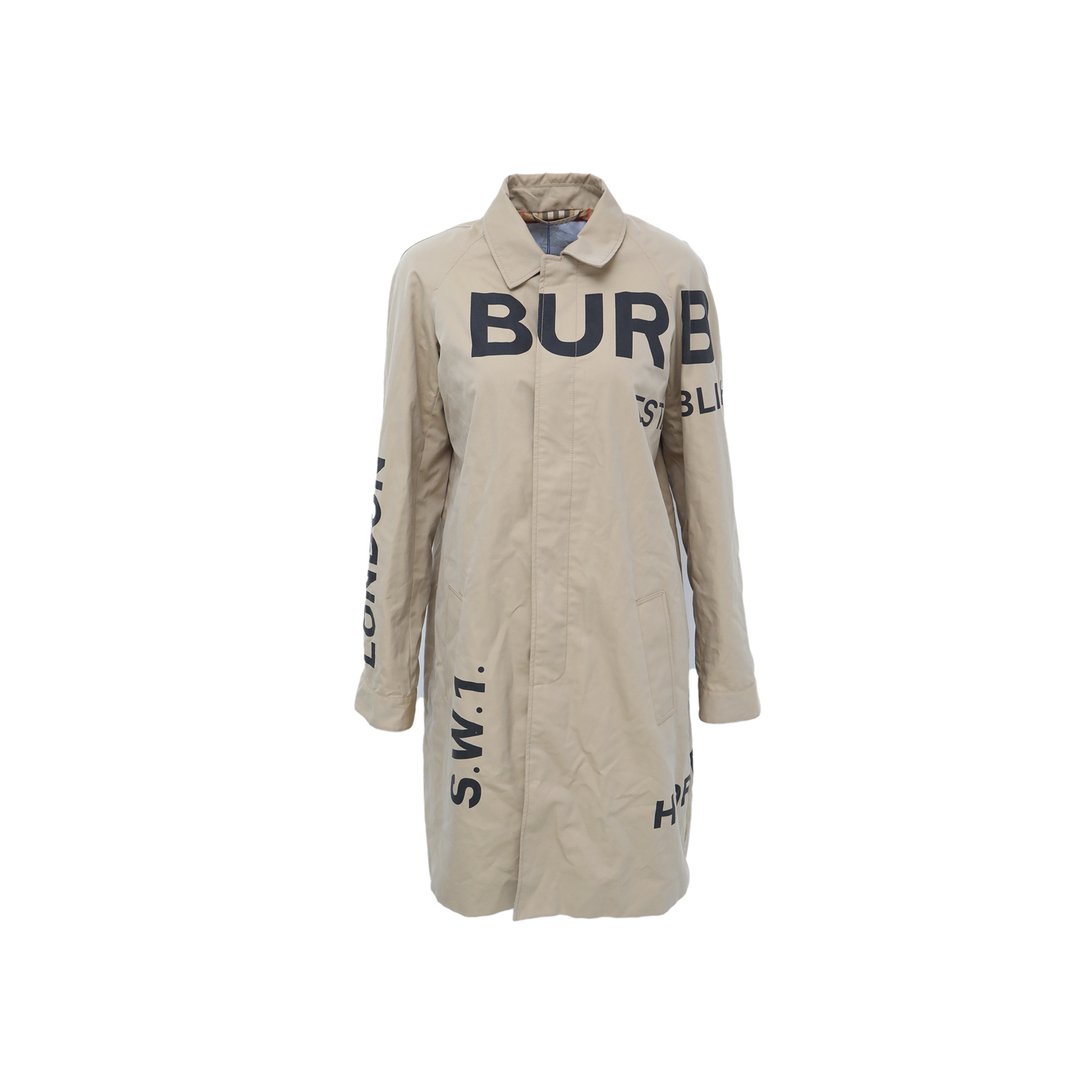 95新 BURBERRY/博柏利 花花特价 卡其色 棉 风衣 LOGO字母