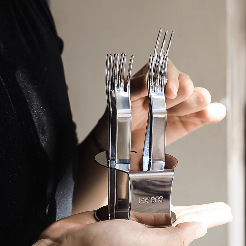 304不锈钢水果叉组合高级感轻奢甜品蛋糕叉子家用下午茶果叉套装