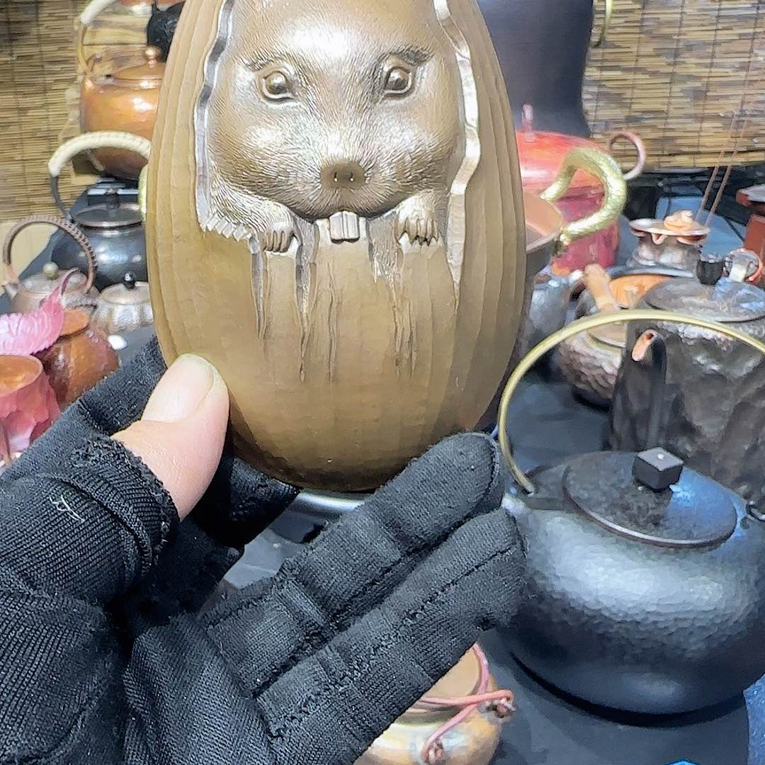 手工制作紫铜茶侧摆件