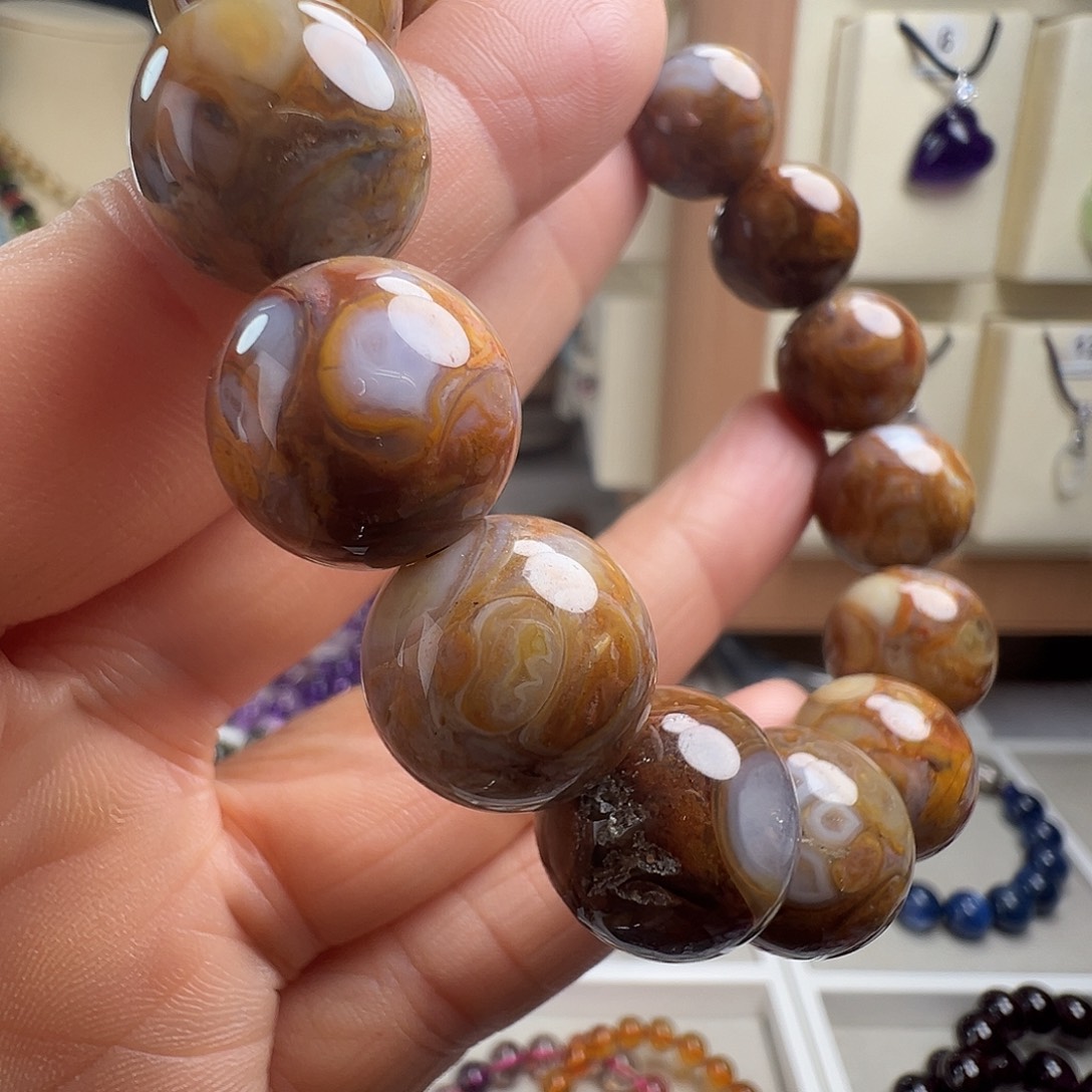 玛瑙/玉髓未镶嵌手链天然海洋石