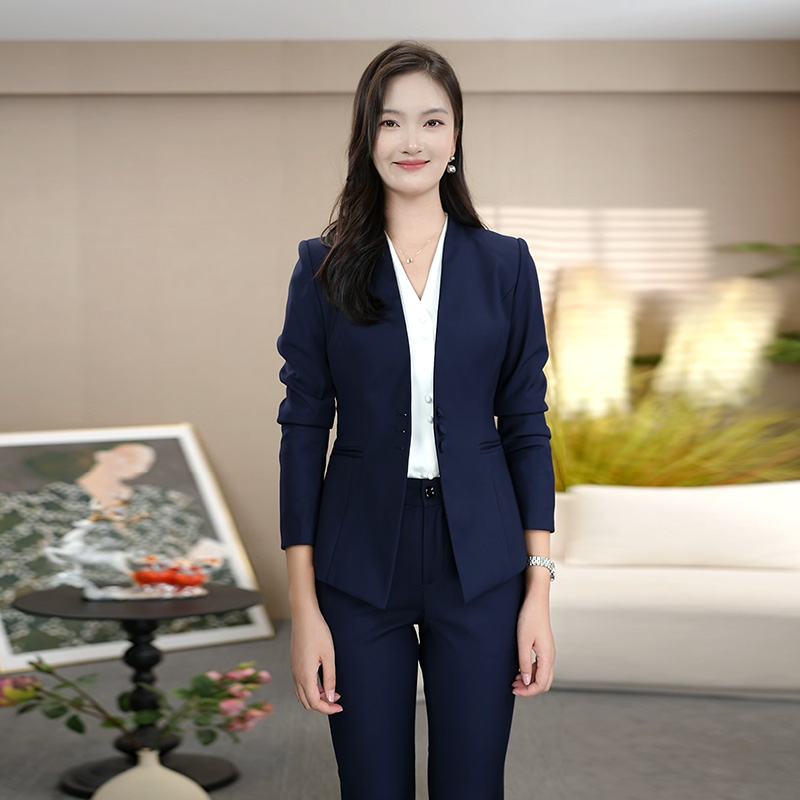 蓝色西装套装女春秋2025新款气质时尚修身显瘦女神范长袖西装