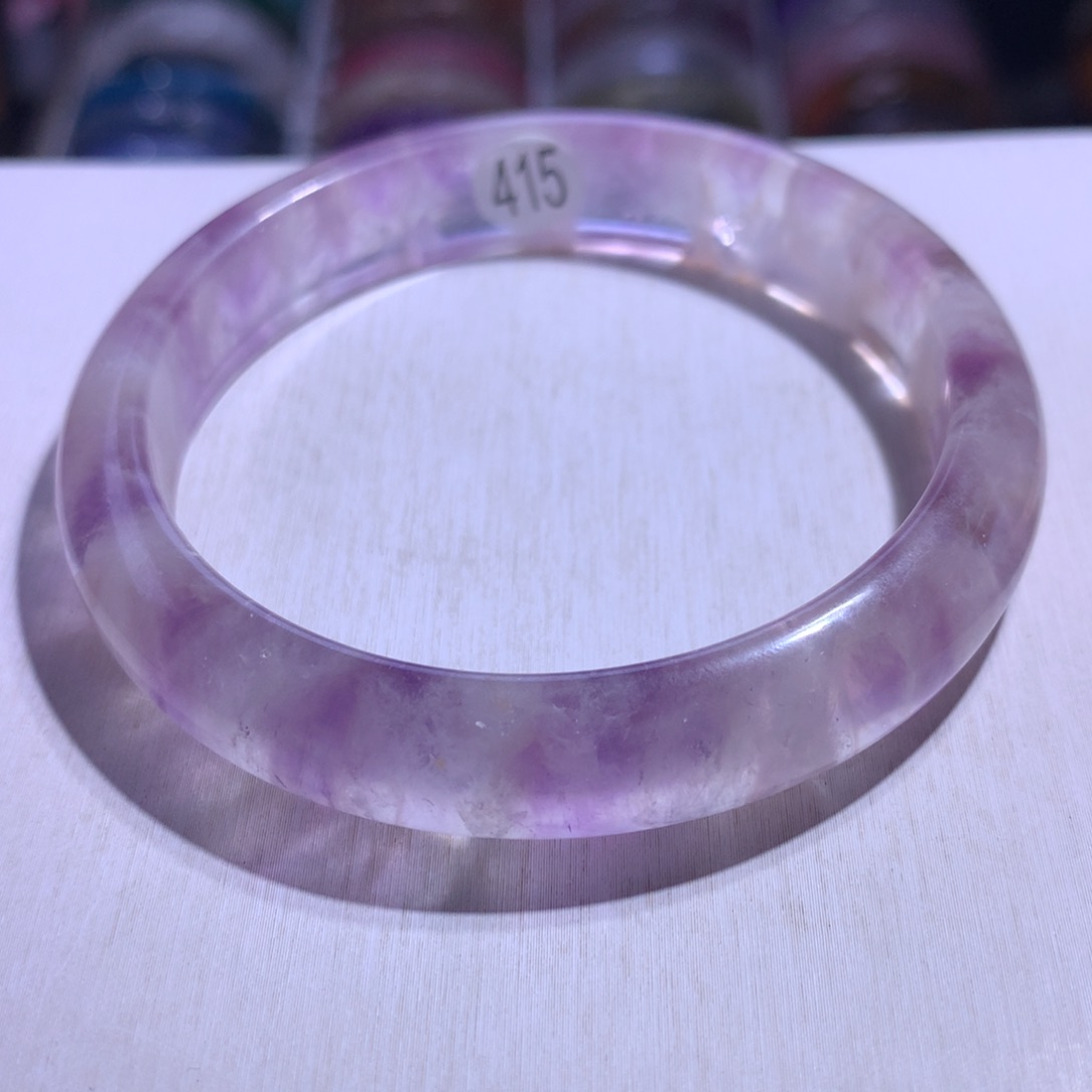 手镯水晶银S925镶嵌紫兔毛60.5圈415