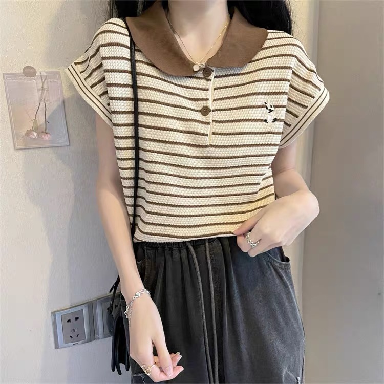 （直播间过款专用链接）夏季新款百搭短袖针织上衣女短款