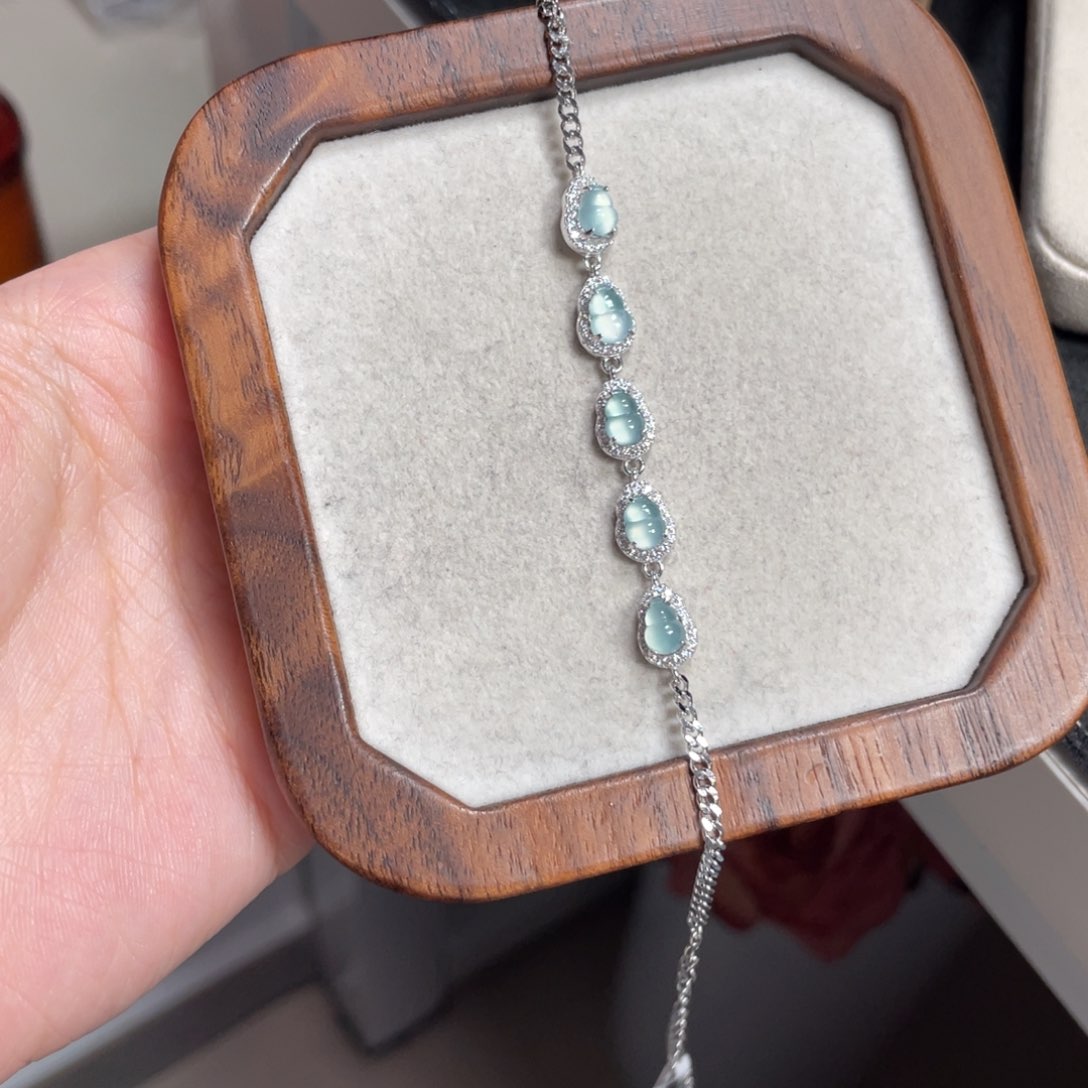 翡翠手链银S925镶嵌7369