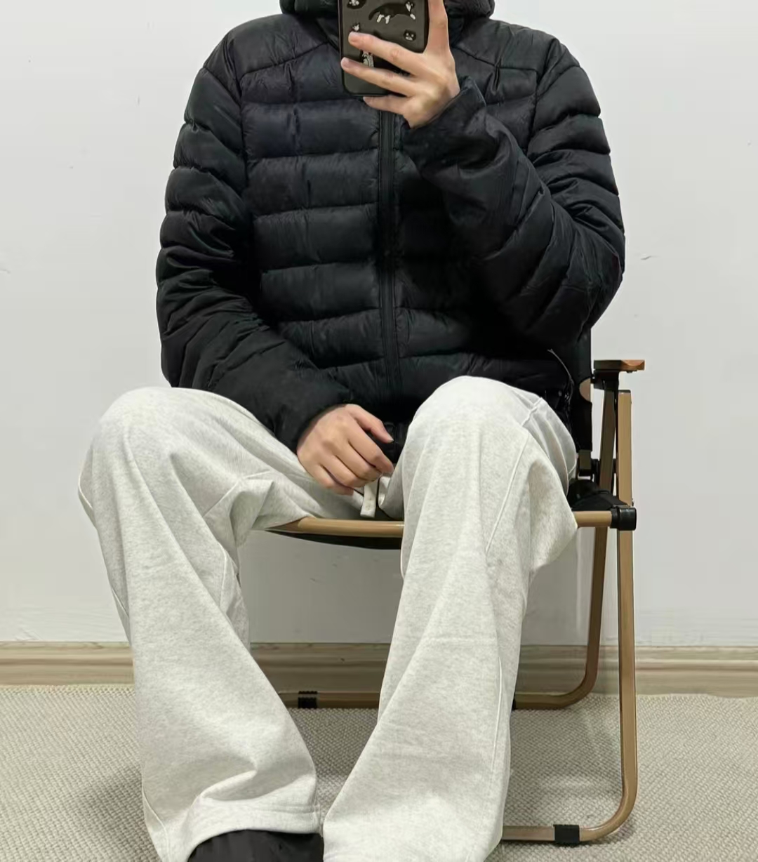 排骨  纯色连帽拉链户外保暖羽绒服