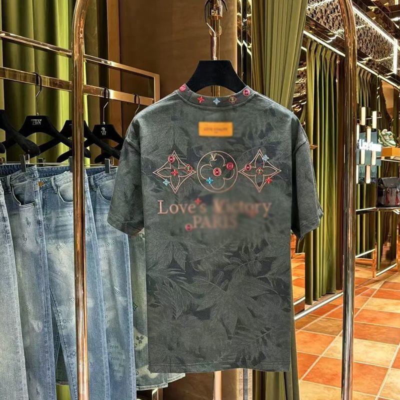 2025重工刺绣短袖字母夏季新品高级感ins宽松时尚百搭韩系T恤上衣