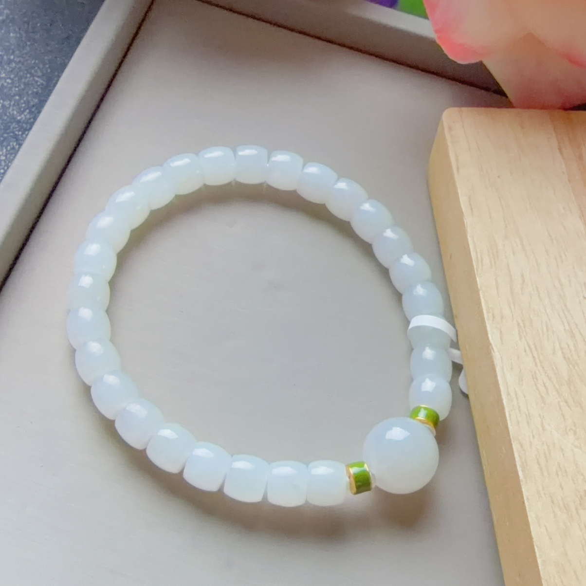 【产品部专享】S925银天然和田玉白玉设计款手串百搭款多样性发一cg