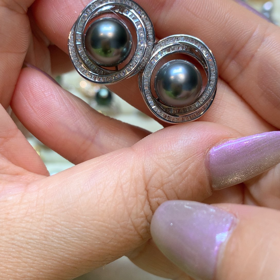 海水珍珠耳饰银S925镶嵌